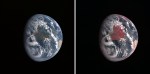 Comparação por infravermelho da Terra fotografada pela&nbsp;Messenger