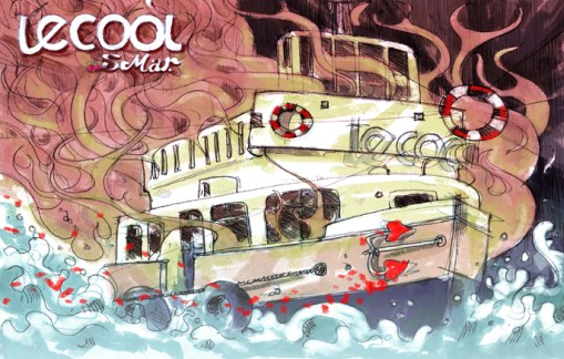 É um cacilheiro da margem sul, em chamas e apaixonado pelo Tejo. tem uma âncora de dois corações, para atracar firmemente na margem norte