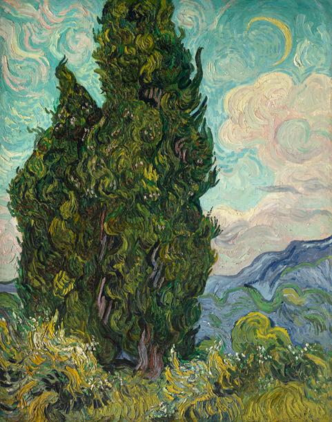 Vincent Van Gogh, 'Cypresses', June 1889. Oil on canvas, 93.3 x 74 cm. The Metropolitan Museum of Art